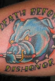 邪恶的狗头像和字母纹身图案