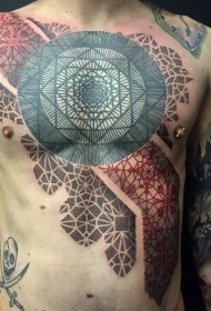 胸部和腹部彩绘线条与几何饰品纹身图案