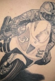 大腿赛车运动摩托车纹身图案