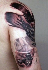 肩部彩色体育游戏玩家纹身图案