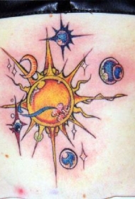 超现实太阳系彩色纹身图案
