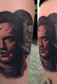 腿部插画风格彩色电影英雄肖像纹身