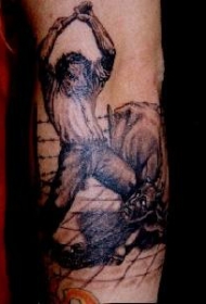 男子杀死恶魔纹身图案