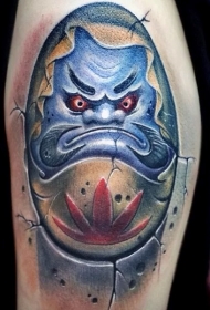 肩部新日式彩色不倒翁符号纹身