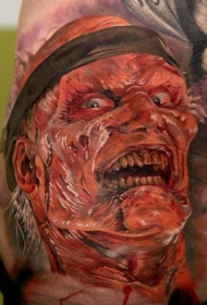 经典的大臂可怕彩色人像纹身图案