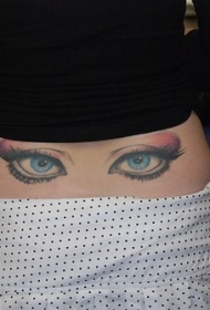 腰部美丽的眼睛彩色纹身图案