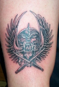 手臂翅膀骷髅纹身图案