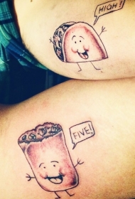 情侣腿部可爱卡通人物纹身图案