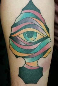 有趣的多彩古代箭头与神秘眼睛纹身图案