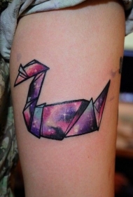 折纸鸟星空色彩纹身图案