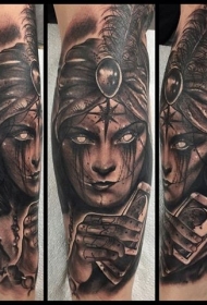 神秘魔术师可怕的肖像纹身图案