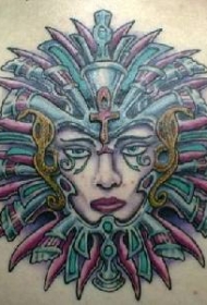 肩部彩色新未来的女王纹身图案