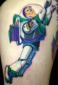 腿部彩色卡通玩具士兵纹身图案
