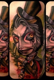 old school彩绘邪恶怪物绅士纹身图案