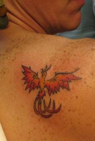肩部简单的火凤凰纹身图案