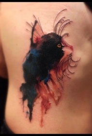 彩色非常好看的猫头纹身图案