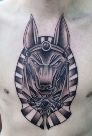 胸部黑灰风埃及神纹身图案