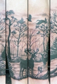 小腿壮观的黑灰风格各种动物纹身图案