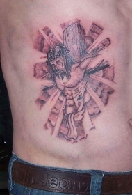 耶稣十字架肖像纹身图案