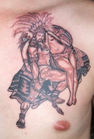 胸部战士救女人肖像纹身图案