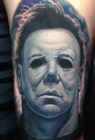 恐怖风格迈克尔麦尔斯肖像纹身图案
