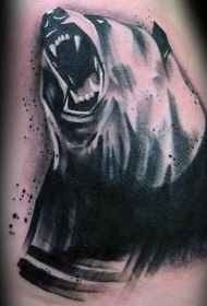 惊人的黑灰风格邪恶熊纹身图案