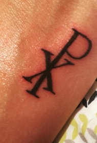 手腕黑色宗教基督字母纹身图案