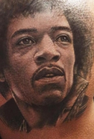 肩部彩色Jimi Hendricks肖像纹身图案