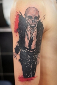 全新风格的彩色骷髅套装纹身图案