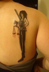 女死神与天秤座纹身图案