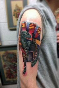 手臂卡通哥拉斯怪兽纹身图案