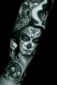 腿部幽灵死亡女孩纹身图案