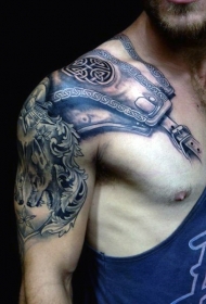 半甲非常逼真的中世纪盔甲纹身图案