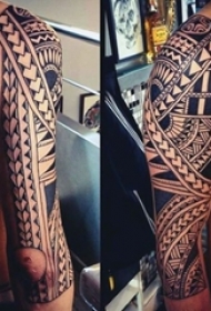 男生霸气的黑色几何元素抽象线条部落图腾纹身图案