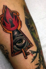 神秘的锁与眼球纹身图案