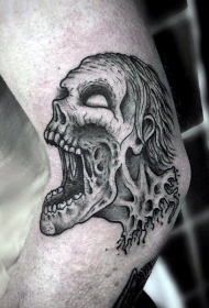 old school手臂黑色怪物头像纹身图案