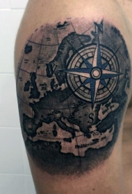 简单黑棕色大世界地图纹身图案