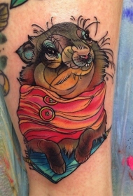 腿部彩色滑稽的兔子纹身图案