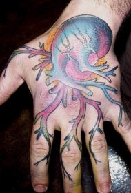 手背卡通手绘风格人类心脏纹身图案