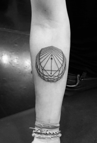 小臂微小的黑色几何符号纹身图案