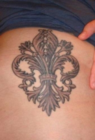 腹部灰色鸢尾符号纹身图案
