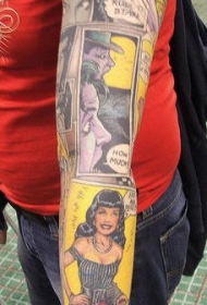 花臂彩色漫画主题纹身图案