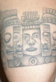 阿兹特克艺术风格的石像纹身图案