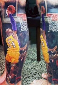 现实主义风格的彩色篮球运动员纹身