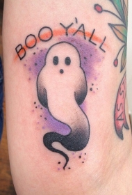 手臂彩色害羞鬼字母纹身图案