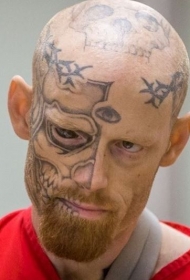 脸部可怕的骷髅纹身图案