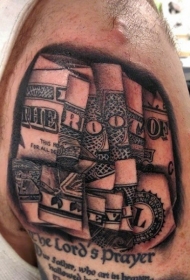 肩部黑白精确美元钞票纹身图片