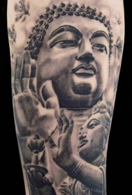 如来佛祖与莲花灯纹身图案