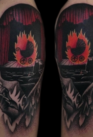 超现实主义风格色彩的人画像纹身