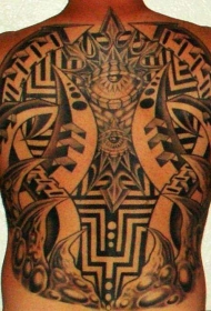 背部不同的机械黑灰纹身图案